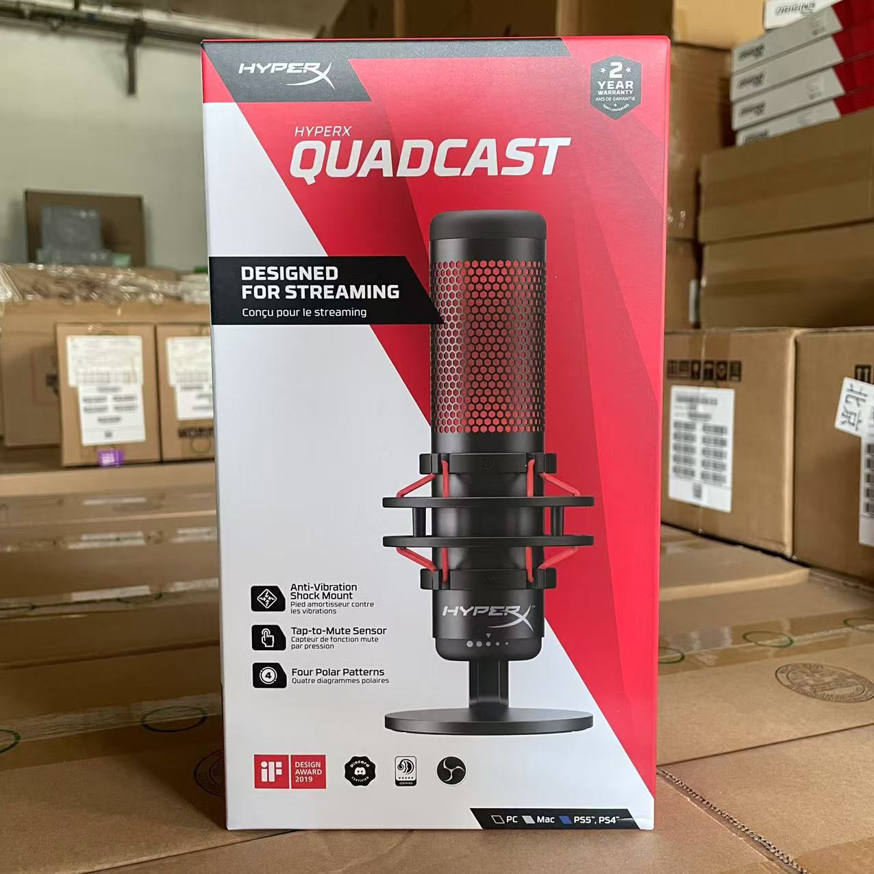 Hyperx Quadcast S SOLOCAST Extremadamente desconocido Vaso de sonido Rima de sonido 2S Micrófono