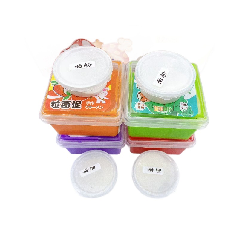 Juguetes infantiles de barro de color con harina hecha a mano barro de color DIY slam cepillo barro caja cuadrada botella grande