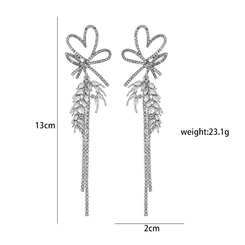 Pendientes Largos De Aleación Con Borla De Trigo Y Cinta En Forma De Corazón Geométrico A La Moda display picture 1