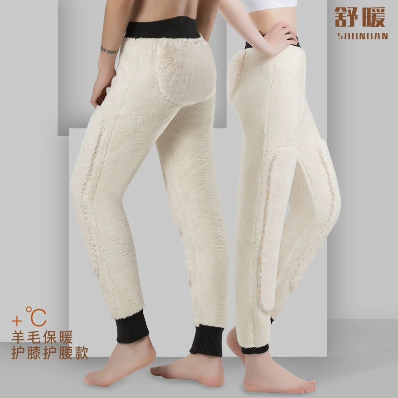 Зимние мужские шерстяные брюки, утепленные флисовые термобрюки из овечьей шерсти, женские облегающие брюки больших размеров для среднего и пожилого возраста, осенние брюки
