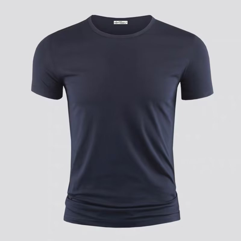 Deportes ocasionales de los hombres de Verano de la moda Americana de color sólido delgado superior versátil simple apretado de manga corta Camiseta ropa