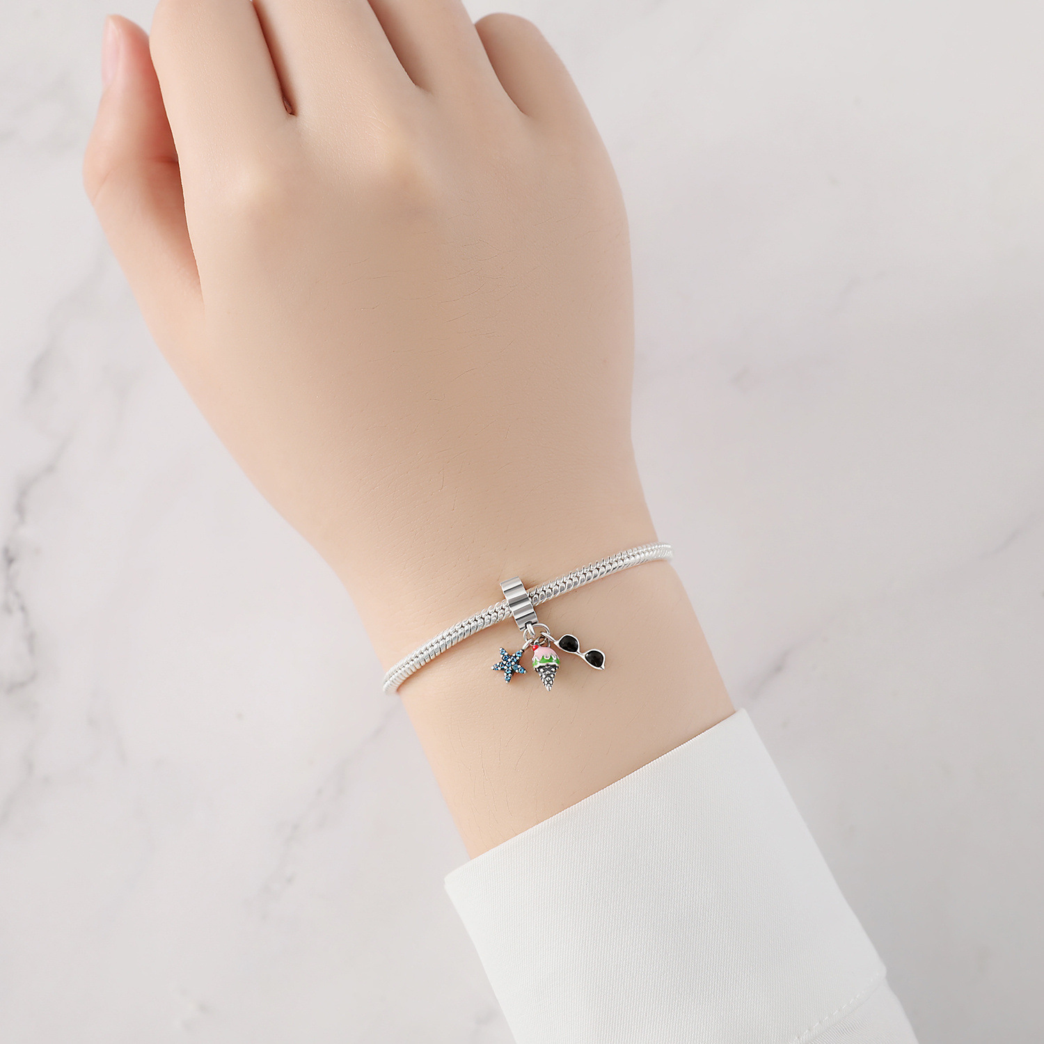 1 Piece 925 Sterling Silver Heart Shape Basketball Anchor Pendant display picture 25