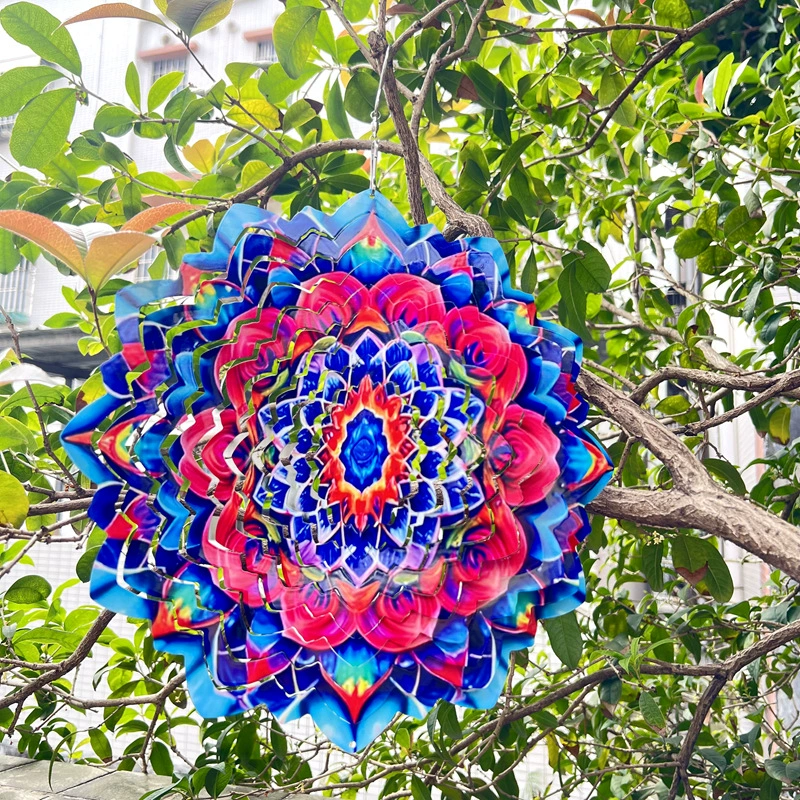 Металлическая Нержавеющая сталь Мандала Ветер Поворот Трансграничные платформы Поставка наружный двор Сад Вращающийся декоративный колокольчик