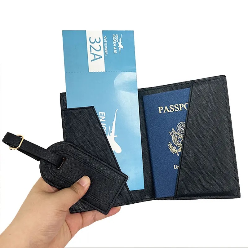 Cross-border PU leather lightweight portable passport holder travel ticket holder multifunctional passport bag luggage tag in stock