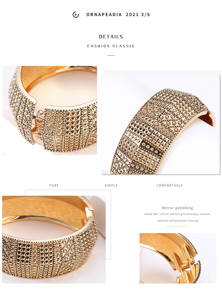 Retro Geometric Wide Brim Open Bracelet display picture 4