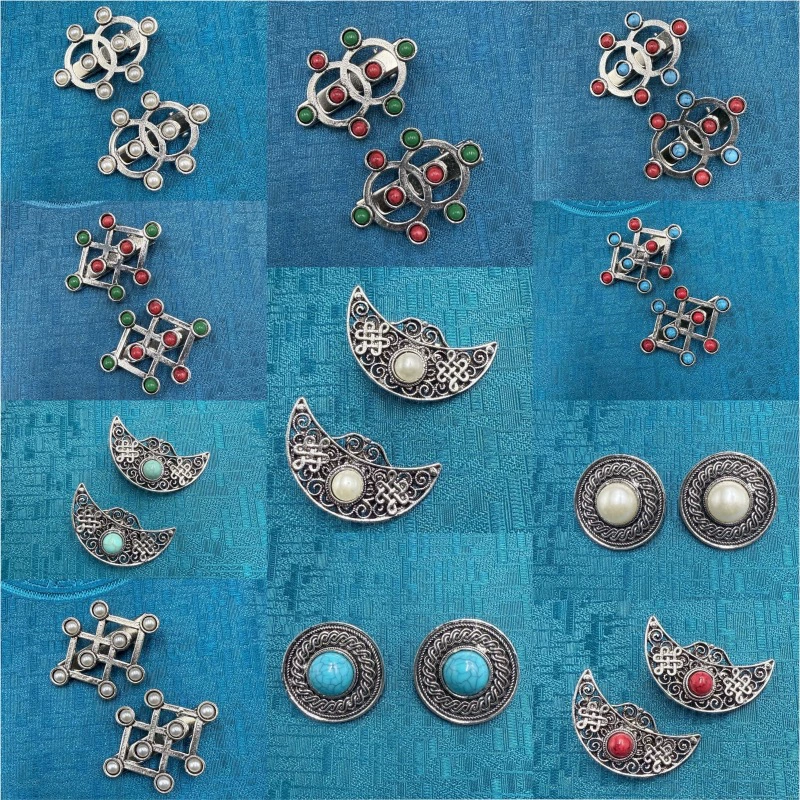 Оригинальная заколка для волос в монгольском этническом стиле, зажим для волос из сплава в виде утконоса, ретро-заколка для волос из древнего тибетского серебра с бриллиантами, пара