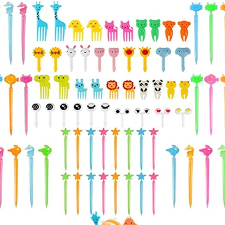Uso doméstico Cartoon Tenedores para fruta para niños Creativo Animales para niños Set de palillos de plástico para fruta Palillos para fiambrera