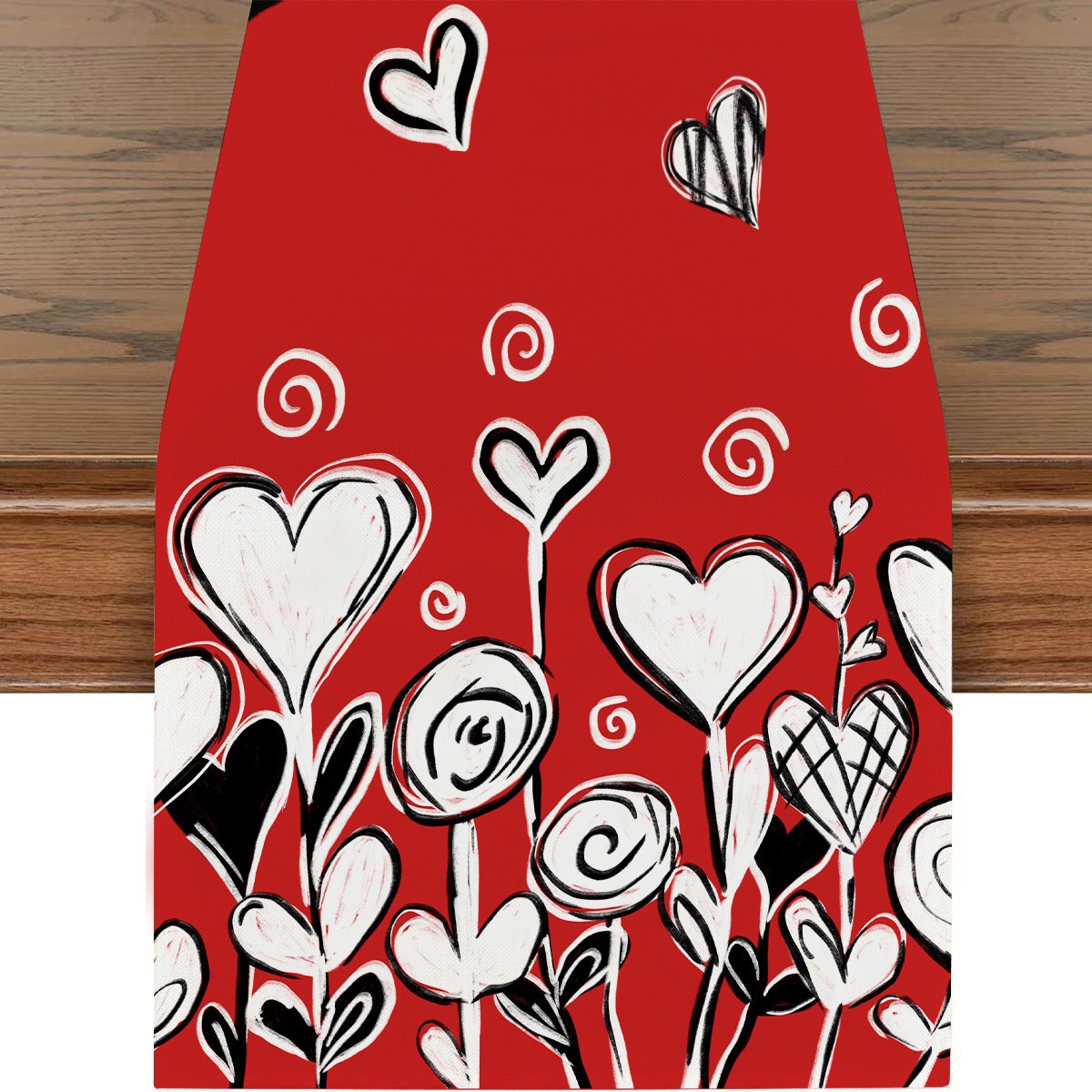 Artículos populares transfronterizos: Mantel para restaurante del Día de San Valentín, camino de mesa de lino con estampado de dibujos animados, mantel individual a prueba de polvo y resistente a las manchas, cubierta para mesa de café.