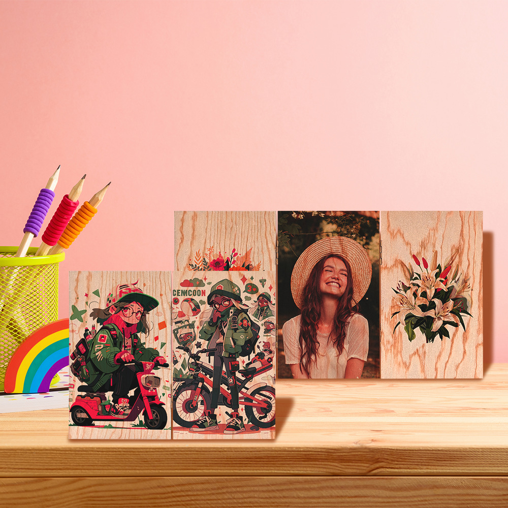 Suministro directo del fabricante: Tableros de fotos con bisagras de MDF en blanco para sublimación, materiales DIY al por mayor.
