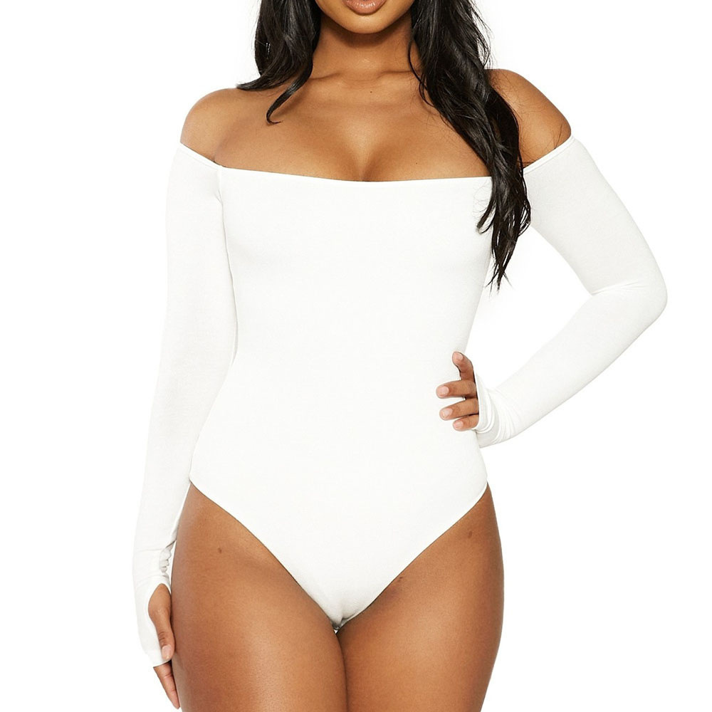 Mono ajustado de estilo europeo y americano personalizado, mono de un solo hombro de manga larga, top sexy de una pieza, venta al por mayor transfronteriza image 4