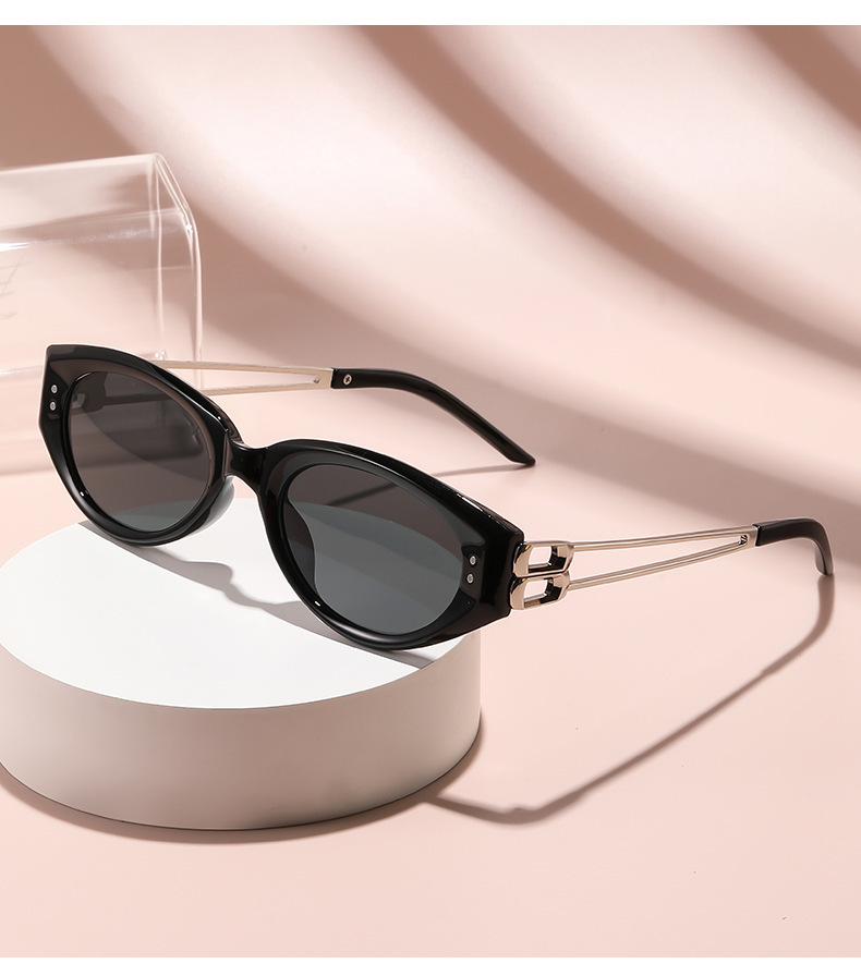 Cross-border Polarized Cat Eye High-end Metal Hollow Temple UV Protection Sunglasses_voghion.com