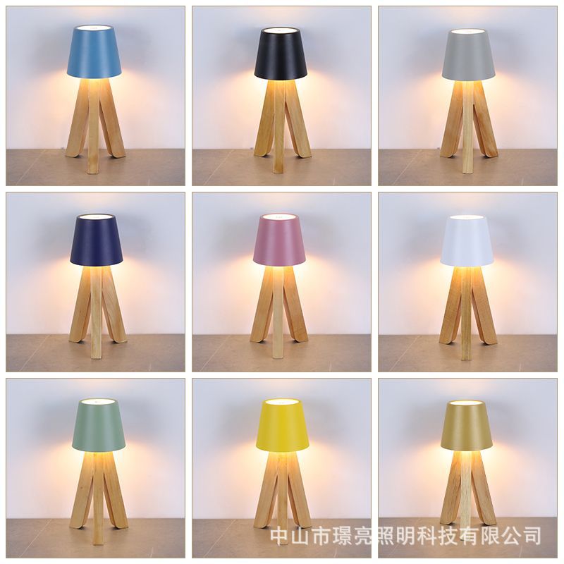 Cross-Border Creative Solid Wood Decorative Table Lamp Bedroom Charging Ins Bedside Lamp Light Luxury Living Room Bar Atmosphere Night Light