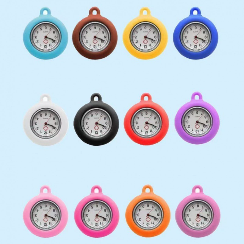 Горячие продажи круглые силиконовые медсестра часы студент экзамен милые Висячие Часы Простой медсестра нагрудный карманные часы кварцевые часы оптом
