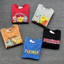 日单外贸秋季新款皮卡丘宝可梦系列童装毛圈套头卫衣