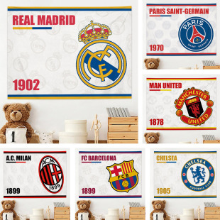 足球俱樂部隊標絨布掛布氛圍場景裝飾布拍照背景布掛牆牆布遮光布