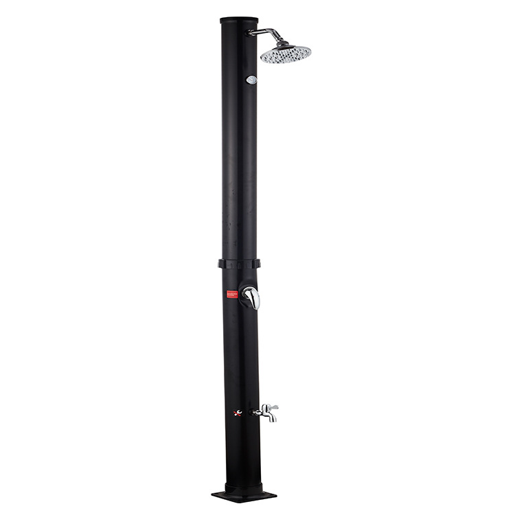 20L columna de ducha solar negra al aire libre playa surf ducha de ducha redonda columna de ducha de calentamiento rápido