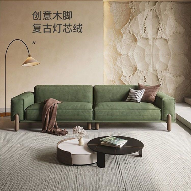 Vintage-Style Retro Sofa, Living Room Velvet Sofa, Three-Seater, Two-Seater, Single Seat, Solid Wood Block Sofa, Can Be Reclined 3