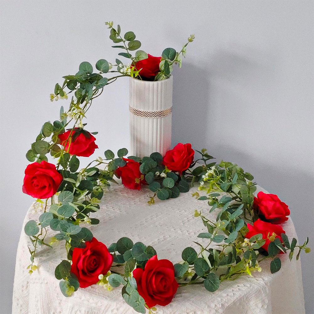 Simulación de flores rosas de vid arco de boda enredado de vid peonía vid