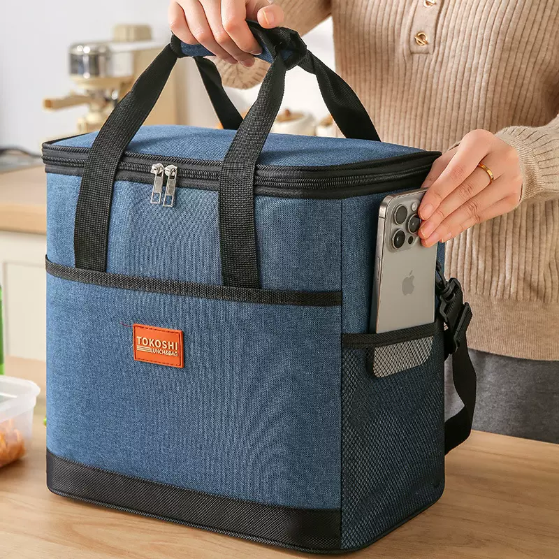高品质单肩斜跨保温便当包手提化妆洗漱包手拎野餐饭盒袋保鲜冰包