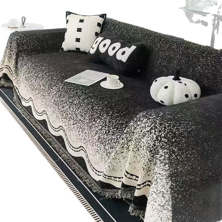 Toalla de sofá europea y americana estilo ins funda de sofá de dibujos animados en blanco y negro cojín de sofá antideslizante