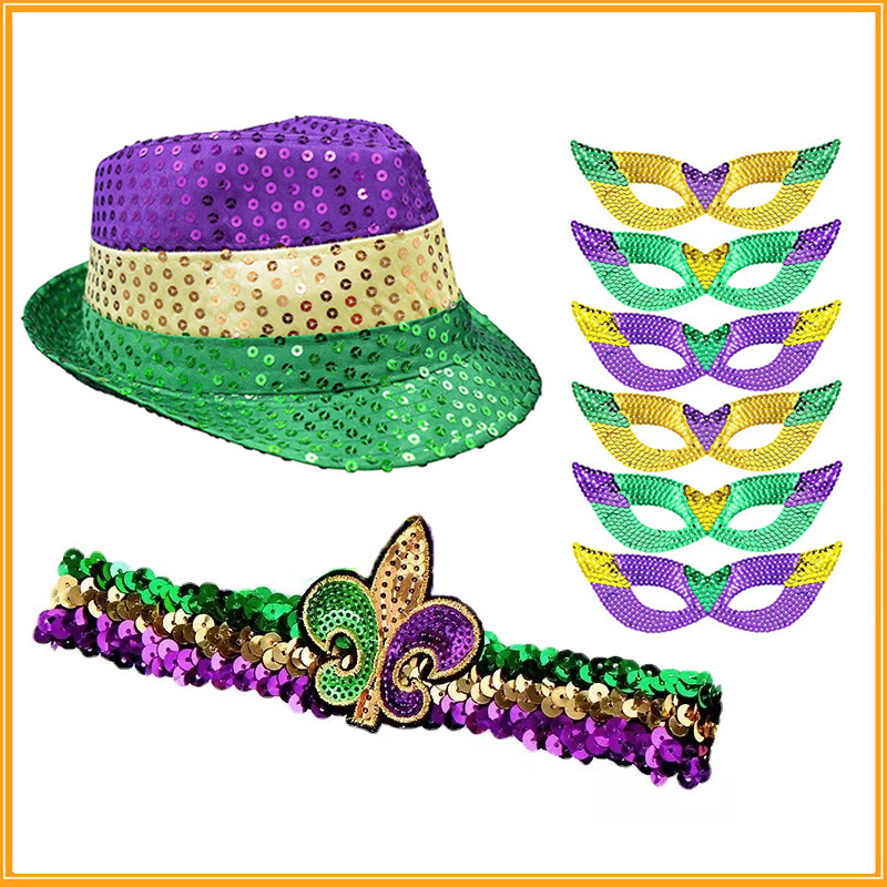 Mardi Gras Classic Style Color Block Cloth Holiday Carnival Decorative Props display picture 1