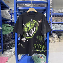 TravisScott x WWE 联名款字母图案印花宽松复古休闲圆领短袖T恤