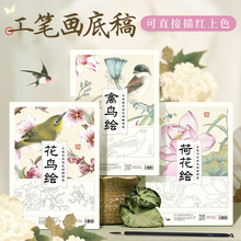 飞乐鸟国画白描入门线稿工笔画底稿熟宣临摹绘画人物涂色用品画纸