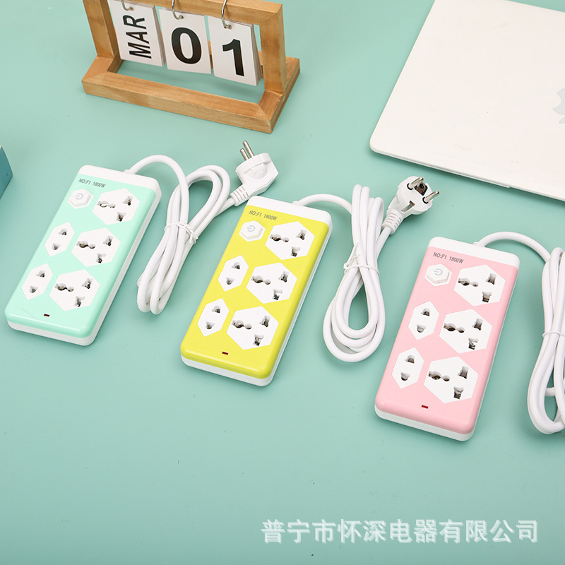 炫彩插座5位13孔家用办公瓦努阿图、密克罗尼西亚、马绍尔群岛、