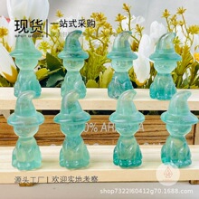 天然水晶原石绿萤石雕刻件魔法猫手工艺品装饰摆件厂家源头批发