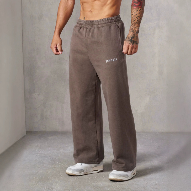 Youngla American-Style Trendy Men's Sports Pants Jogging Fitness Muscle Training Embroidered Letter Straight-Leg Pants Youngla American-Style Trendy Men's Sports Pants Jogging Fitness Muscle Training Embroidered Letter Straight-Leg Pants