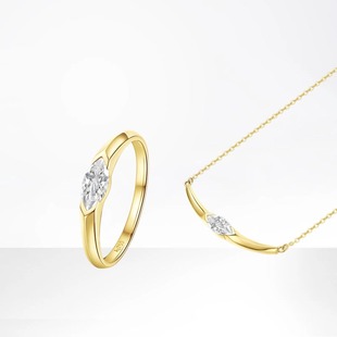 Fashionable Cultivated Diamond Set 18K Gold Ring Necklace 0.3 Carat Special-Shaped Marquise Platinum Jewelry Old Money Style