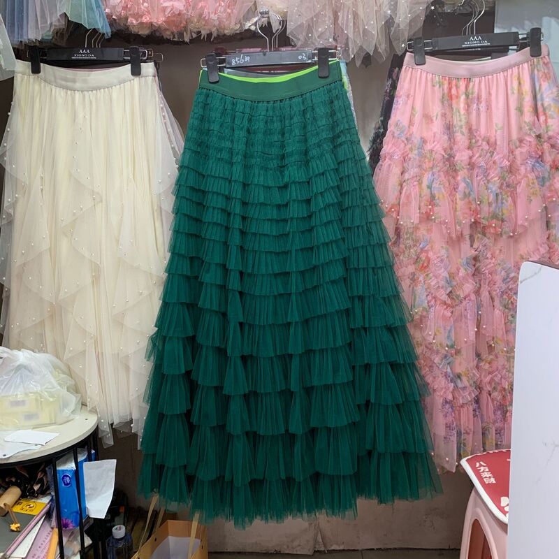 Socialite French Princess Skirt Beautiful Lasagna Ruffled Mesh Skirt Temperament Large Swing Skirt Fairy Skirt Cake Skirt