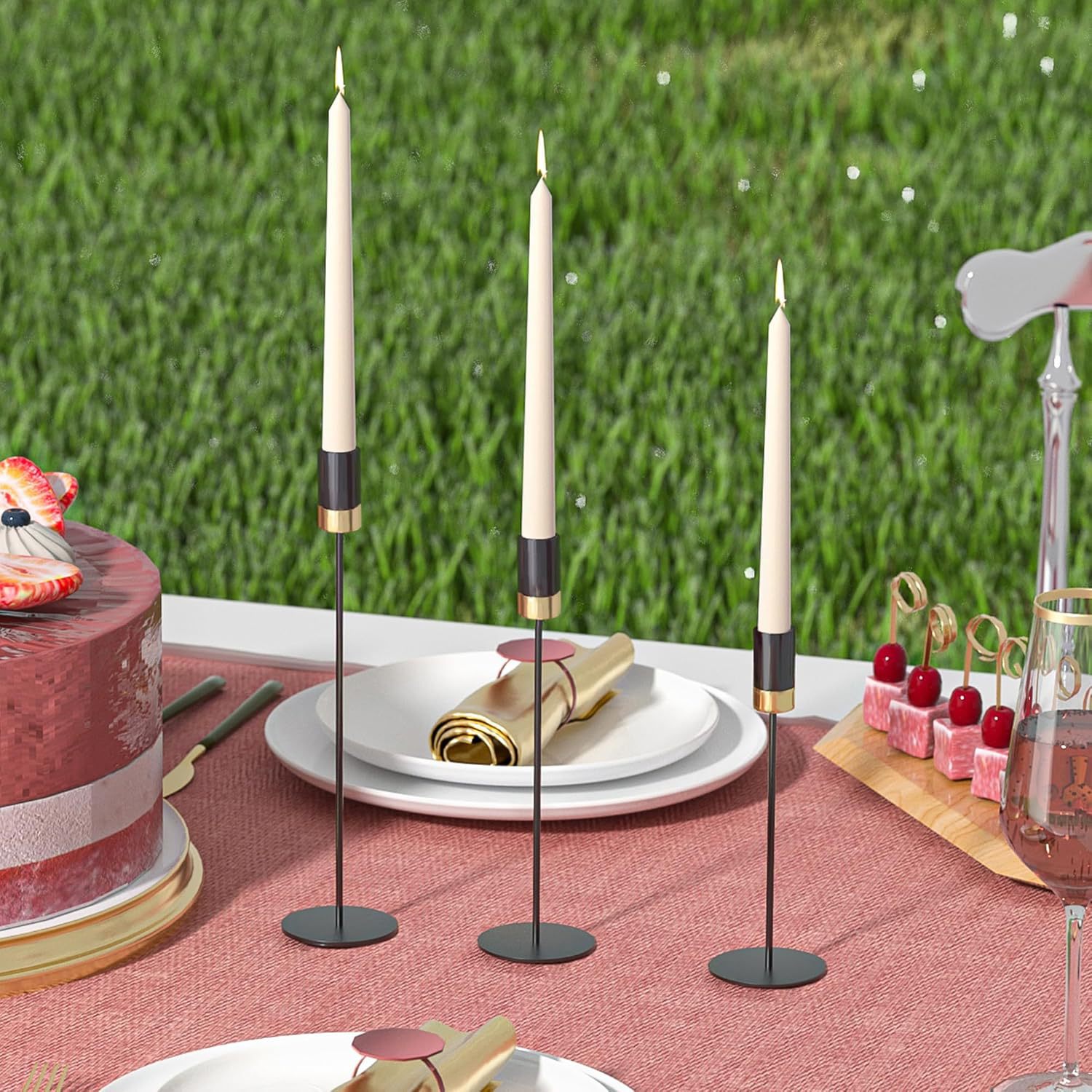 Candelaria de dos colores electrodeposición metálica europea decoración de escritorio vela de cena sala de modelo ventana decoración de propósitos de boda