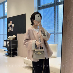 粉黛佳人 新中式温婉提花圆领宽松亮片刺绣外套D6913S