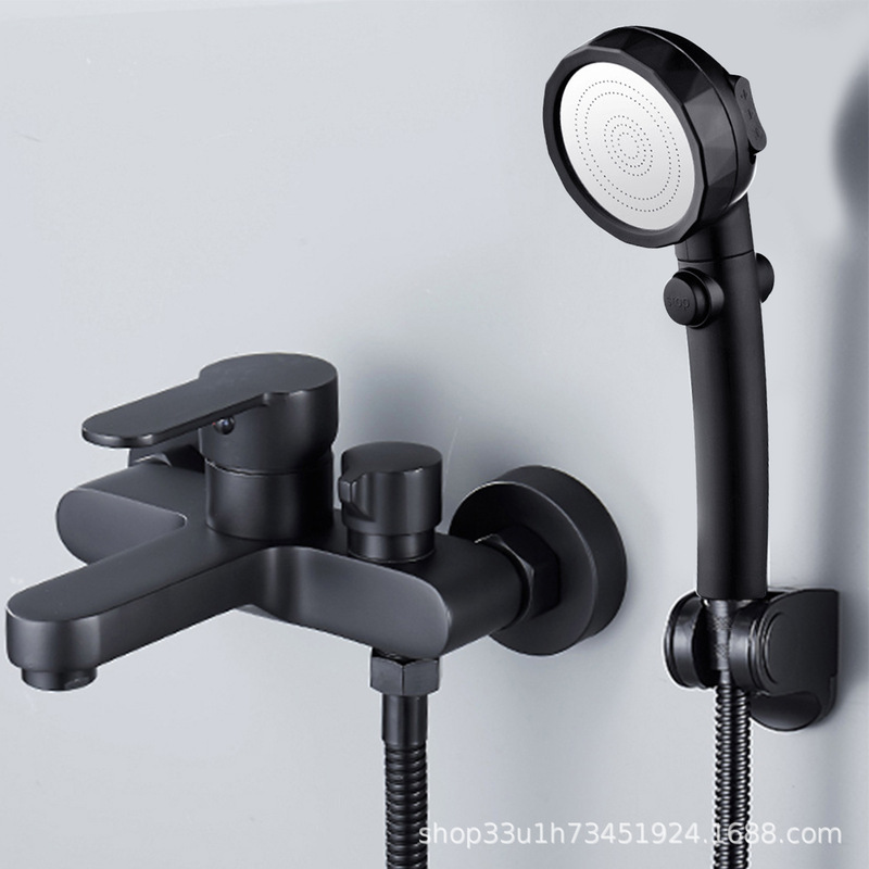Side-opening bathtub faucet black shower faucet mixing valve side-opening black triple faucet hot and cold faucet hygiene