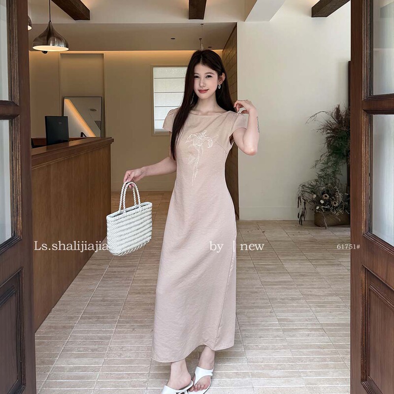 Ls French-Style Elegant Rose Slim-Fit Dress Guangzhou Shisanxing 2026 Summer New Long Dress 61751 # Ls French-Style Elegant Rose Slim-Fit Dress Guangzhou Shisanxing 2026 Summer New Long Dress 61751 #