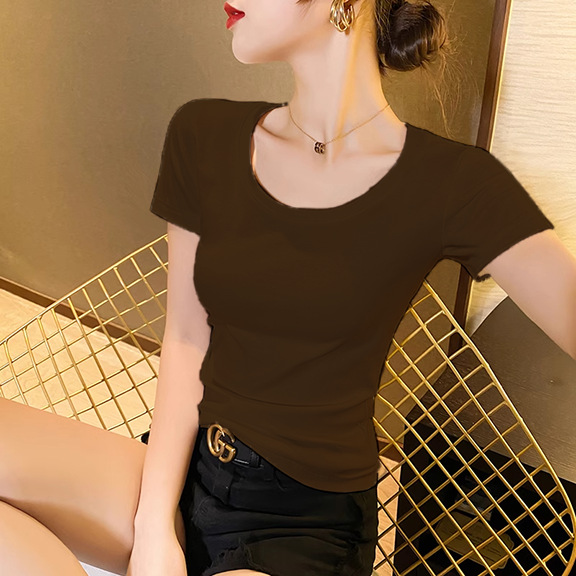 브라운[모달 반팔 싱글 라운드넥]