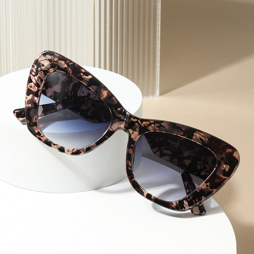 猫眼拼色墨镜新款ins网红同款眼镜框跨境欧美太阳镜批发