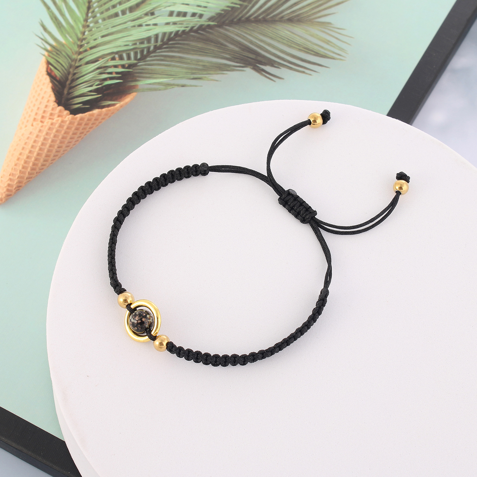 1 Piece Simple Style Solid Color Alloy Nylon glass Unisex Bracelets