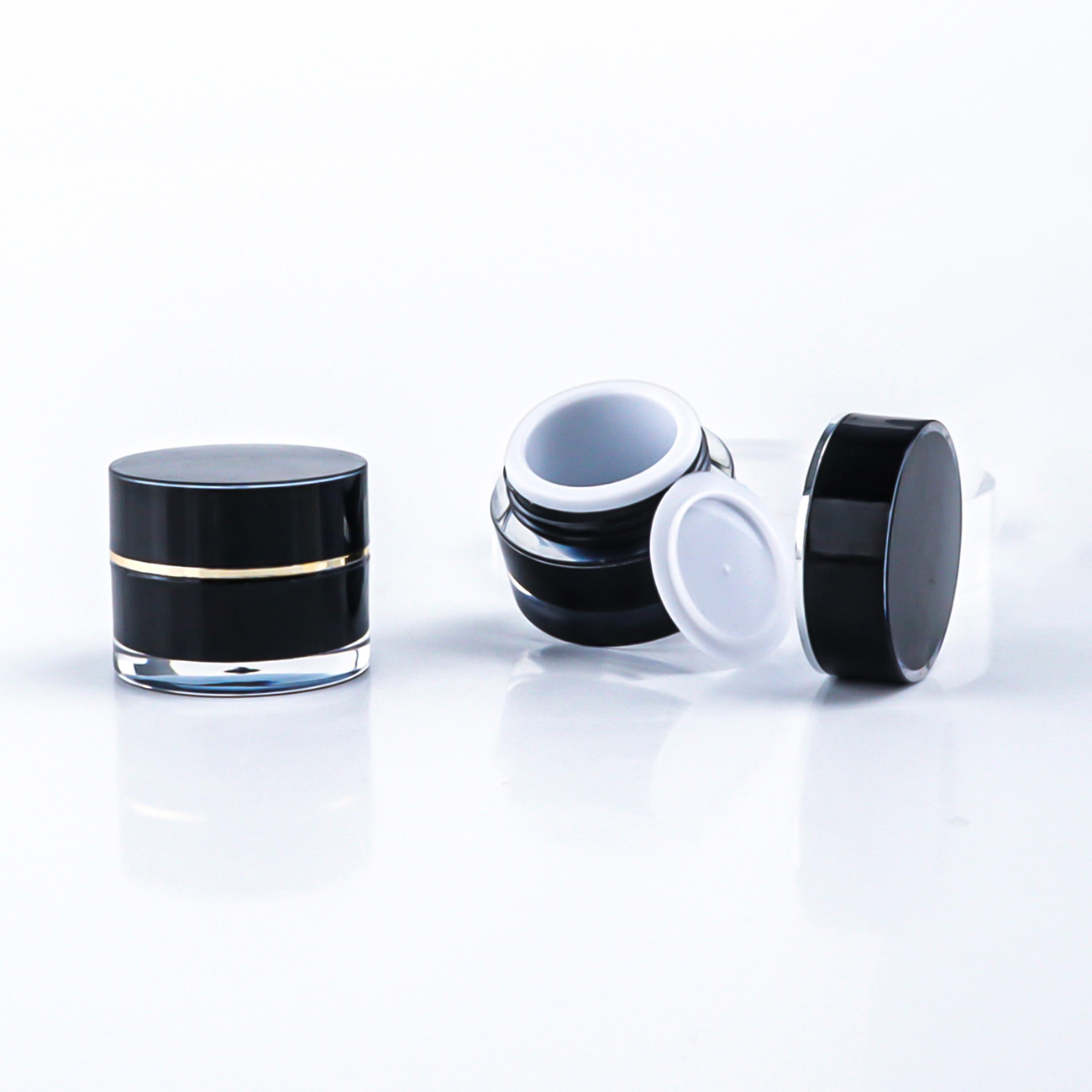 5g黑色直圆甲油胶分装罐 注塑亮面膏霜小样空瓶 双层面膜罐膏霜瓶