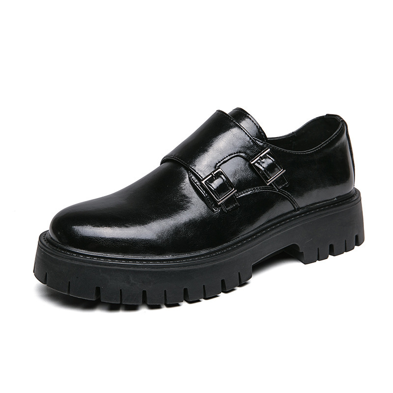 Primavera nuevos zapatos de cuero para hombres comerciales casuales negros zapatos de hombre estilo británico cabeza grande versátil transpirable tendencia interior zapatos de altura image 6