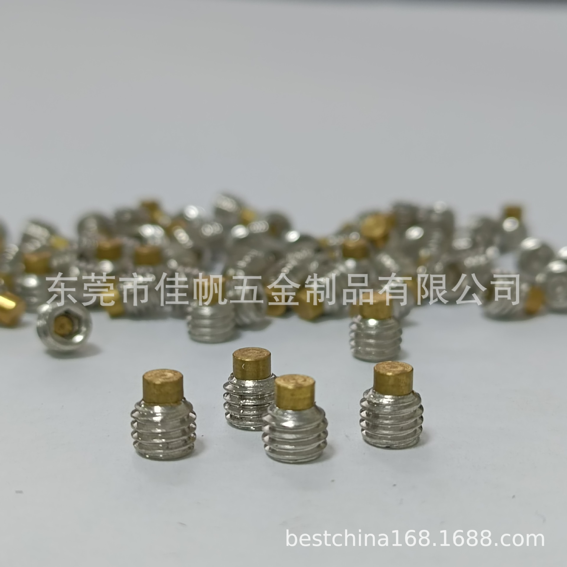 M8*10*5*2铜头顶丝，镶铜内六角螺丝，不锈钢机米带铜柱，黄铜