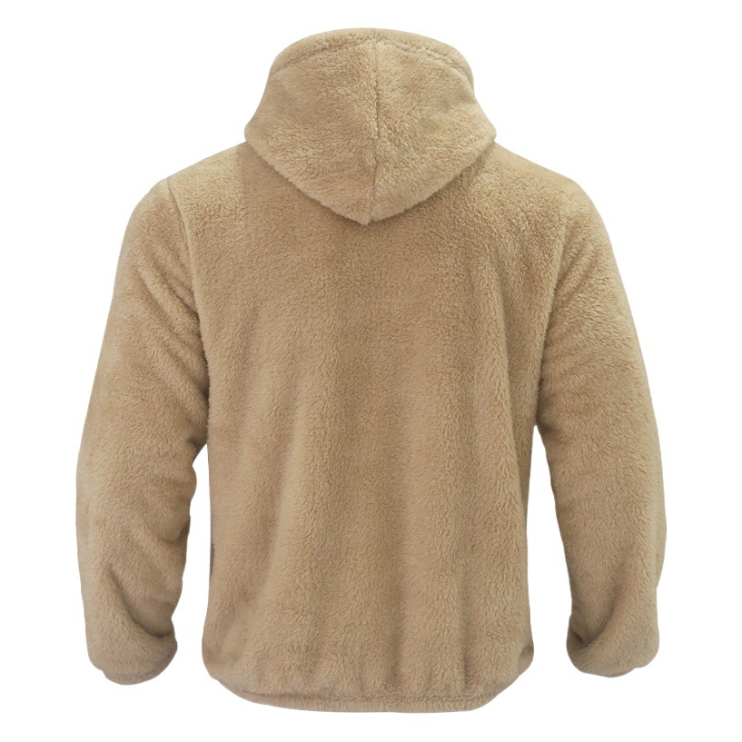 Suministro de comercio exterior 2023 hombres invierno nuevo terciopelo de doble cara caliente con capucha cremallera casual bandera logo chaqueta