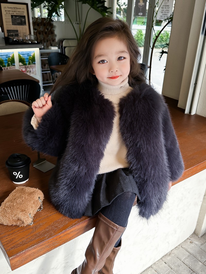 2023 Mädchen-Pelzimitationsmantel, verdickt und warm, Baby-Plüsch-Winterkleid, Eleganz, Mädchen, hochwertig_voghion.com