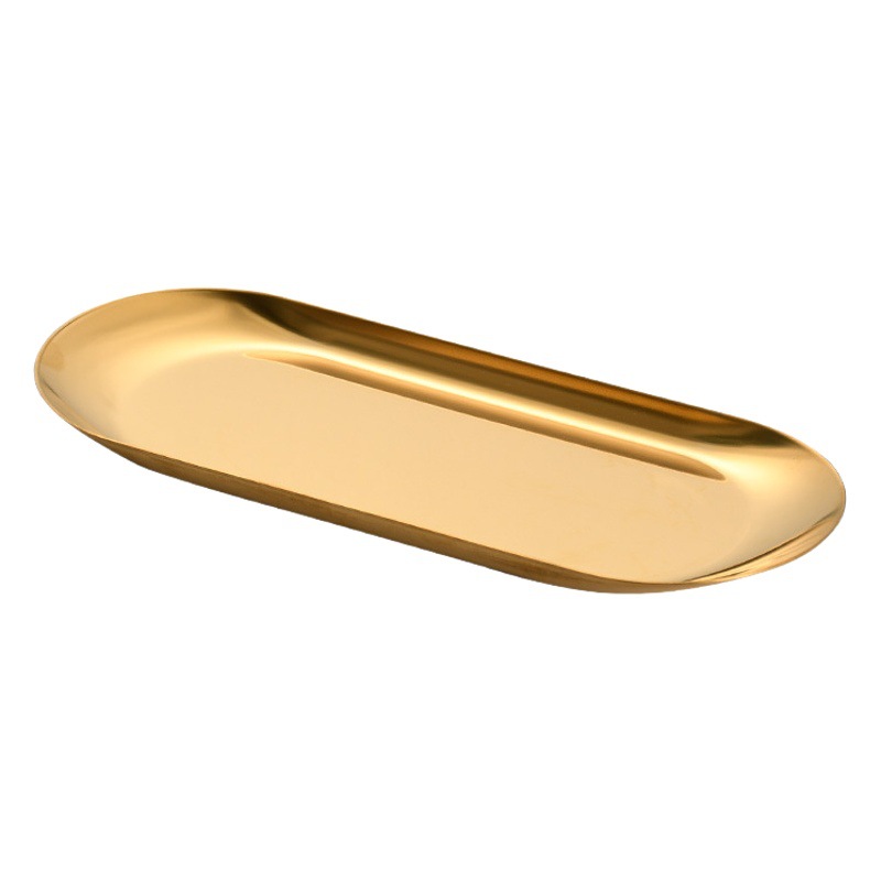 Nordic ins placa de acero inoxidable disco ovalado bandeja de oro occidental postre joyería almacenamiento placa de metal transfronteriza