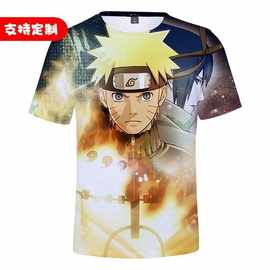 外贸跨境货源 2022新款 日漫火影忍者 3D数码印花全彩透气短袖T恤