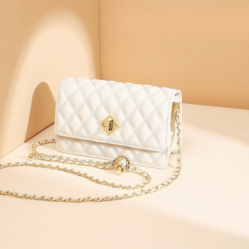 Women's Summer 2026 New Arrival Niche Design Crossbody Bag Genuine Leather Fashion Versatile Chain Square Bag With Gold Ball Detail - Thumbnail 6