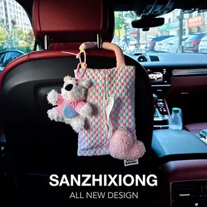 Car Tissue Bag Hanging Bag Cute Scrub Dog Car Paper Box Car Seat Tissue Bag Hanging Tissue Box