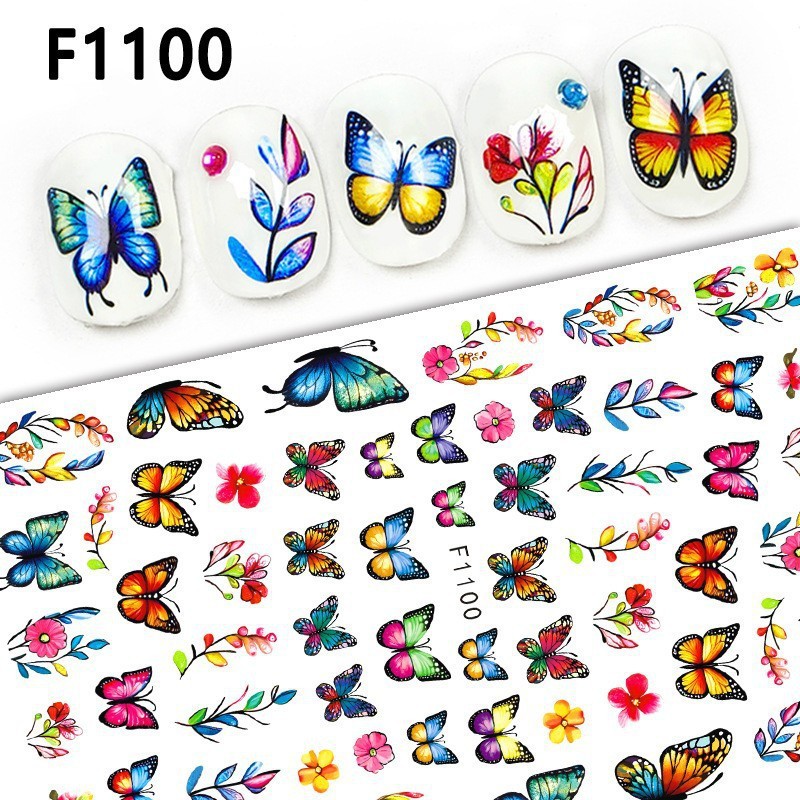 Nuevos productos de primavera de color mariposa pegatinas de manicuras de comercio electrónico transfronterizo pegatinas de manicuras mariposa WG1300-1311