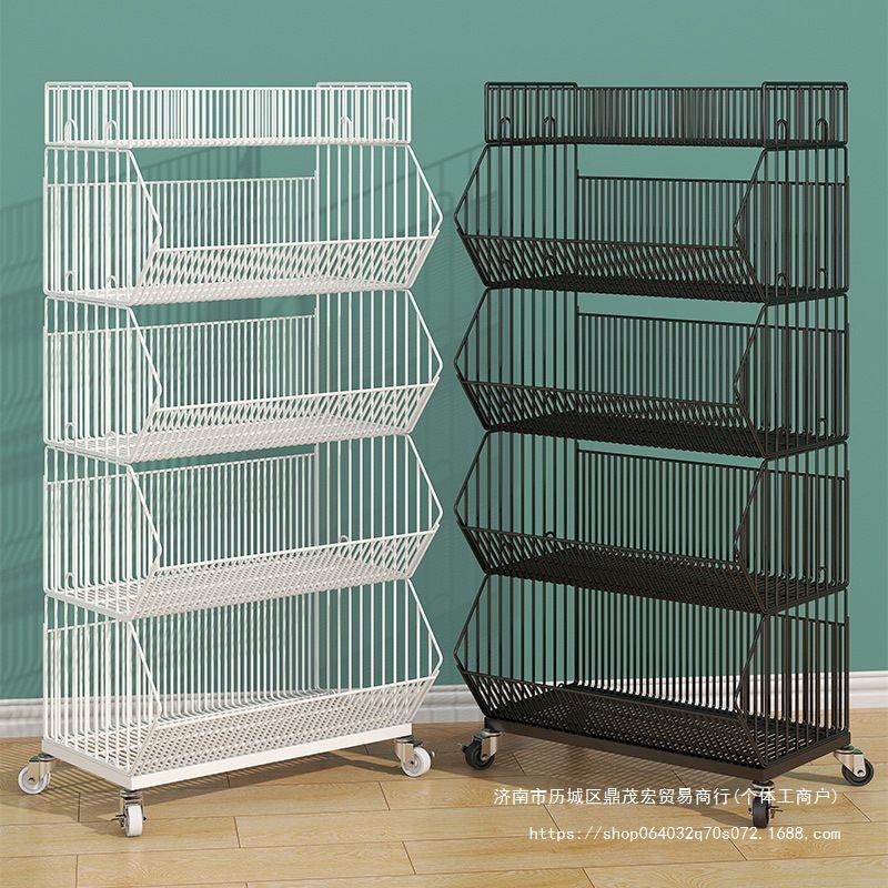 超市分层货架零食置物展示架厨房多功能收纳架家用落地移动书架